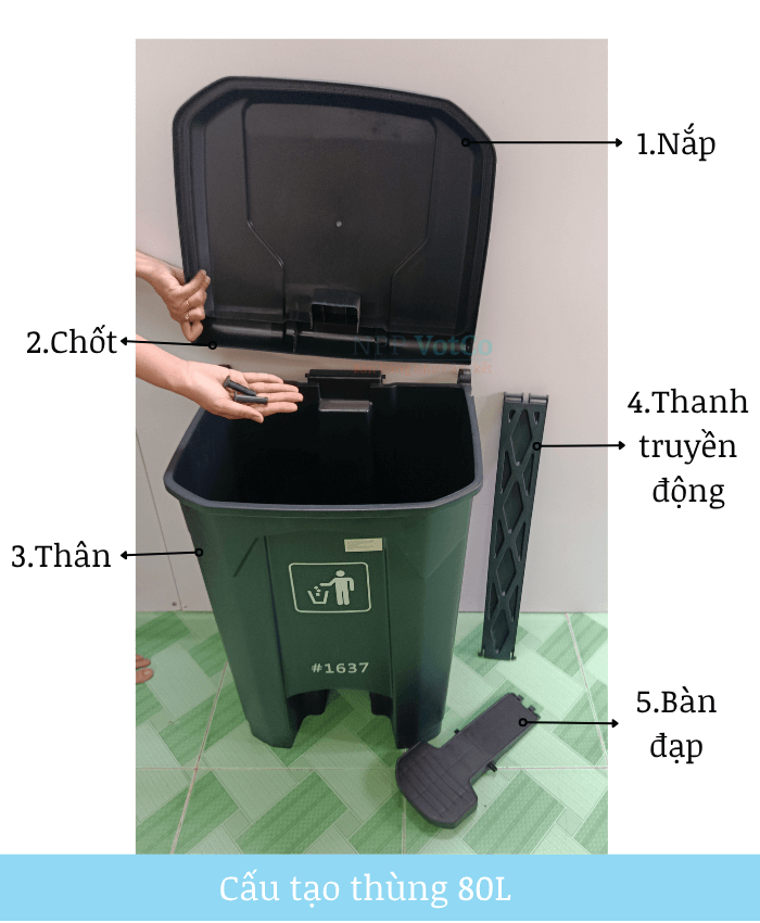 sơ đồ cấu tạo thùng rác 80l 5 thành phần