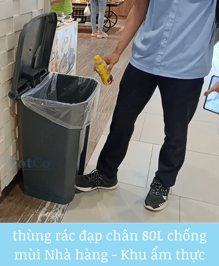 thùng rác đạp chân 80L chống mùi nhà hàng